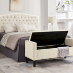 Banc Ottoman de Rangement Capitonnée à Boutons - 48L x 18.5W x 22 H