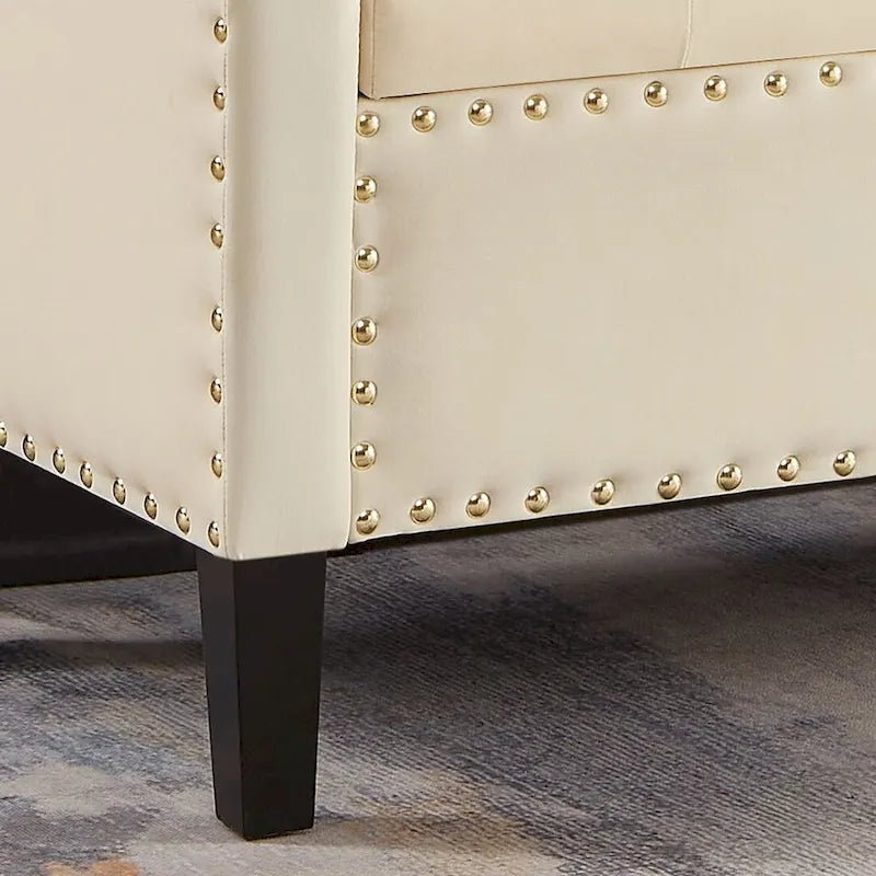 Banc Ottoman de Rangement Capitonnée à Boutons - 48L x 18.5W x 22 H