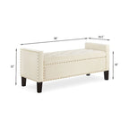 Banc Ottoman de Rangement Capitonnée à Boutons - 48L x 18.5W x 22 H