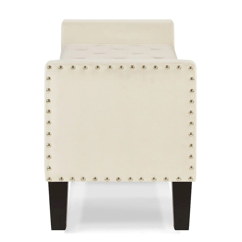 Banc Ottoman de Rangement Capitonnée à Boutons - 48L x 18.5W x 22 H