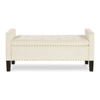 Banc Ottoman de Rangement Capitonnée à Boutons - 48L x 18.5W x 22 H