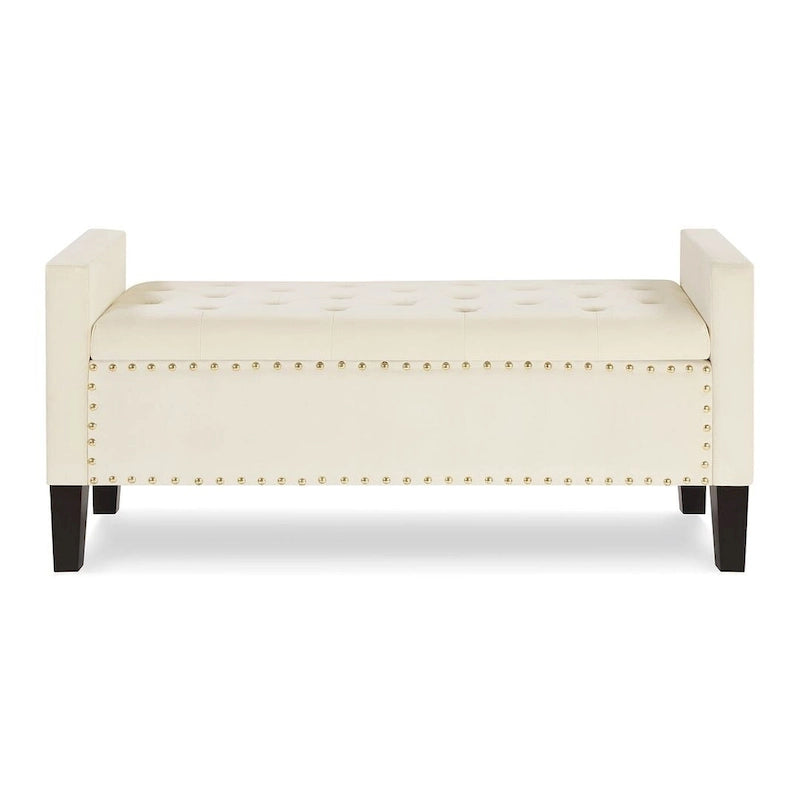 Banc Ottoman de Rangement Capitonnée à Boutons - 48L x 18.5W x 22 H