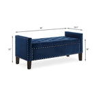 Banc Ottoman de Rangement Capitonnée à Boutons - 48L x 18.5W x 22 H