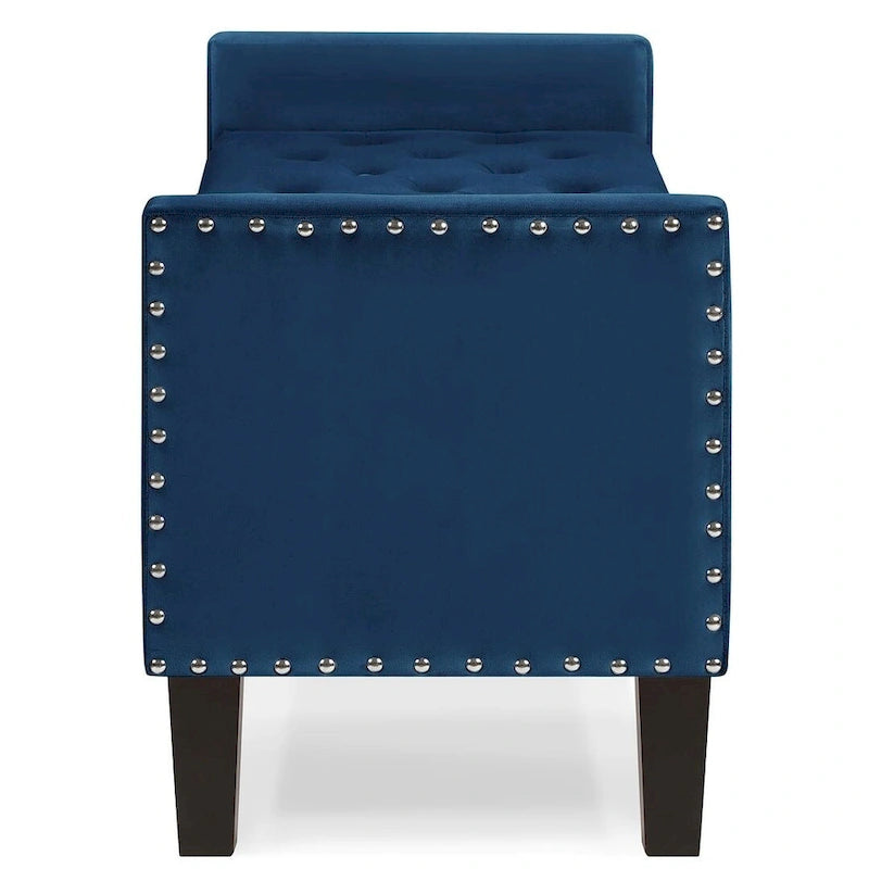 Banc Ottoman de Rangement Capitonnée à Boutons - 48L x 18.5W x 22 H