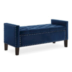 Banc Ottoman de Rangement Capitonnée à Boutons - 48L x 18.5W x 22 H
