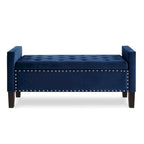 Banc Ottoman de Rangement Capitonnée à Boutons - 48L x 18.5W x 22 H