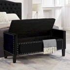 Banc Ottoman de Rangement Capitonnée à Boutons - 48L x 18.5W x 22 H