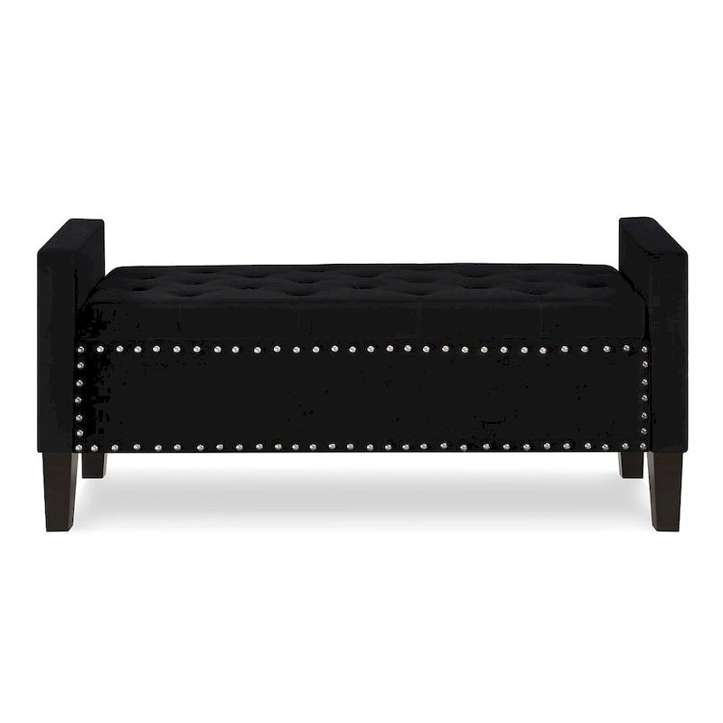 Banc Ottoman de Rangement Capitonnée à Boutons - 48L x 18.5W x 22 H