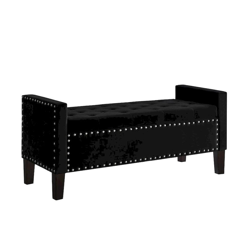 Banc Ottoman de Rangement Capitonnée à Boutons - 48L x 18.5W x 22 H