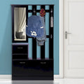 Meuble d'entrée 3 en 1 avec meuble à chaussures + étagère murale + miroir, Noir