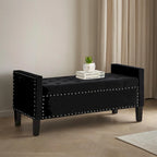 Banc de rangement capitonné avec rangement, Banc de rangement rembourré avec clous décoratifs, Tabouret de bout de lit