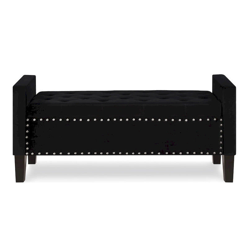 Banc de rangement capitonné avec rangement, Banc de rangement rembourré avec clous décoratifs, Tabouret de bout de lit