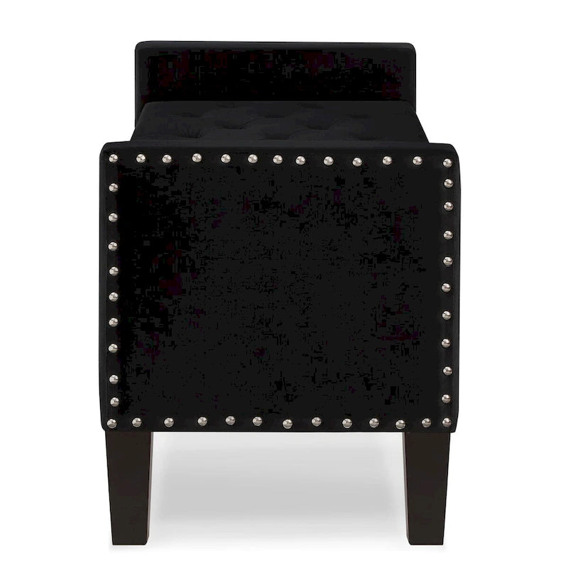 Banc de rangement capitonné avec rangement, Banc de rangement rembourré avec clous décoratifs, Tabouret de bout de lit