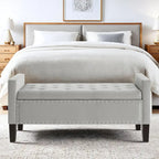 Banc de rangement capitonné avec rangement, Banc de rangement rembourré avec clous décoratifs, Tabouret de bout de lit