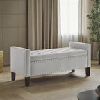 Banc de rangement capitonné avec rangement, Banc de rangement rembourré avec clous décoratifs, Tabouret de bout de lit