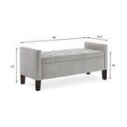 Banc de rangement capitonné avec rangement, Banc de rangement rembourré avec clous décoratifs, Tabouret de bout de lit
