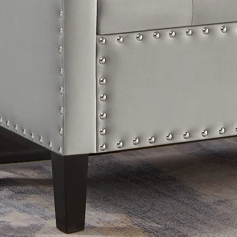 Banc de rangement capitonné avec rangement, Banc de rangement rembourré avec clous décoratifs, Tabouret de bout de lit