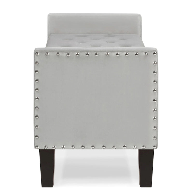 Banc de rangement capitonné avec rangement, Banc de rangement rembourré avec clous décoratifs, Tabouret de bout de lit