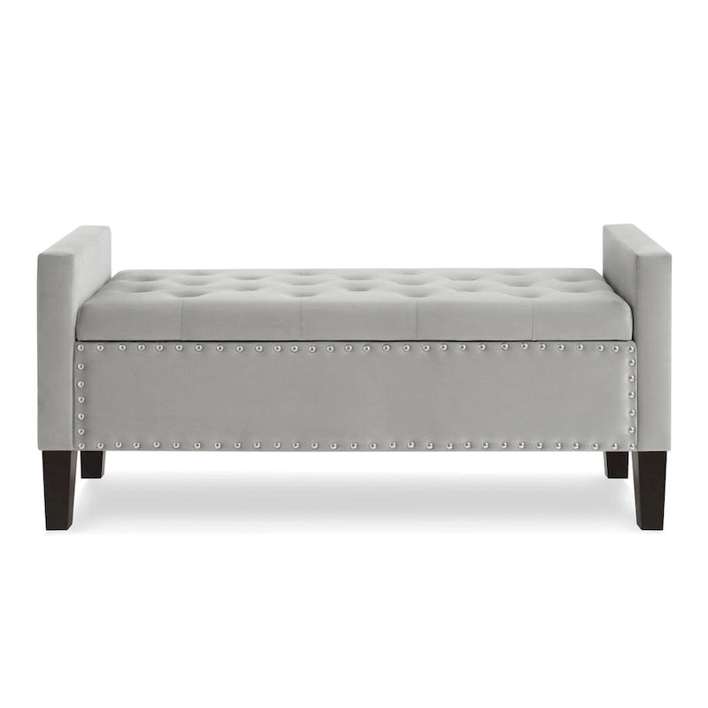 Banc de rangement capitonné avec rangement, Banc de rangement rembourré avec clous décoratifs, Tabouret de bout de lit