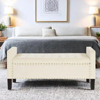 Banc de rangement capitonné avec rangement, Banc de rangement rembourré avec clous décoratifs, Tabouret de bout de lit