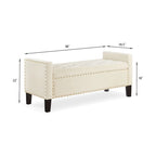 Banc de rangement capitonné avec rangement, Banc de rangement rembourré avec clous décoratifs, Tabouret de bout de lit