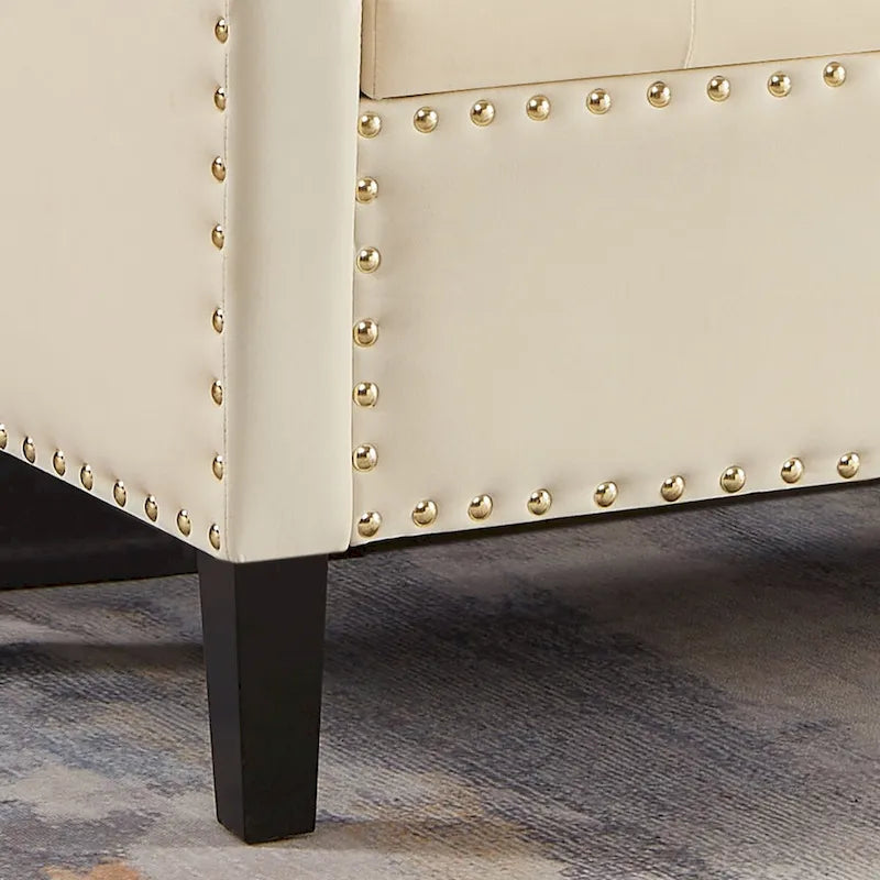 Banc de rangement capitonné avec rangement, Banc de rangement rembourré avec clous décoratifs, Tabouret de bout de lit