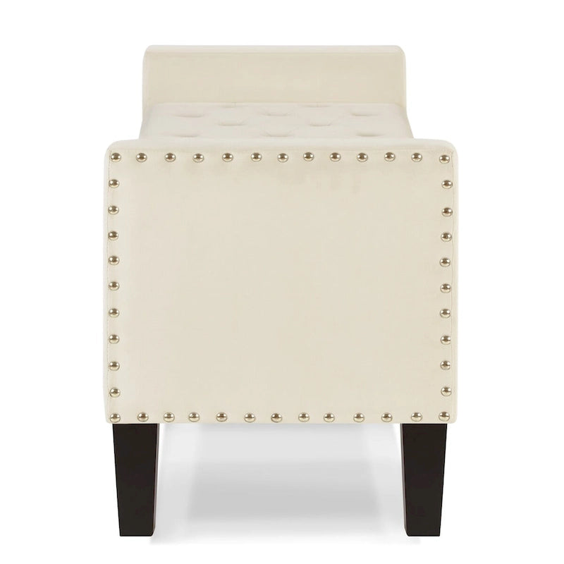 Banc de rangement capitonné avec rangement, Banc de rangement rembourré avec clous décoratifs, Tabouret de bout de lit