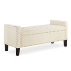 Banc de rangement capitonné avec rangement, Banc de rangement rembourré avec clous décoratifs, Tabouret de bout de lit
