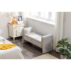Banc de rangement en velours pour chambre à coucher avec garniture en métal doré pour salon, chambre à coucher, intérieur, gris clair