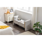 Banc de rangement en velours pour chambre à coucher avec garniture en métal doré pour salon, chambre à coucher, intérieur, gris clair
