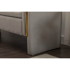 Banc de rangement en velours pour chambre à coucher avec garniture en métal doré pour salon, chambre à coucher, intérieur, gris clair