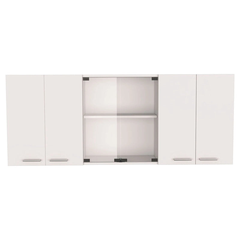 Meuble haut Superior 150 avec verre, quatre étagères intérieures, deux portes doubles