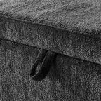Banc de rangement ottoman ovale en tissu chenille avec grand espace de rangement