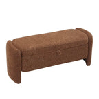 Banc de rangement ottoman ovale en tissu chenille avec grand espace de rangement