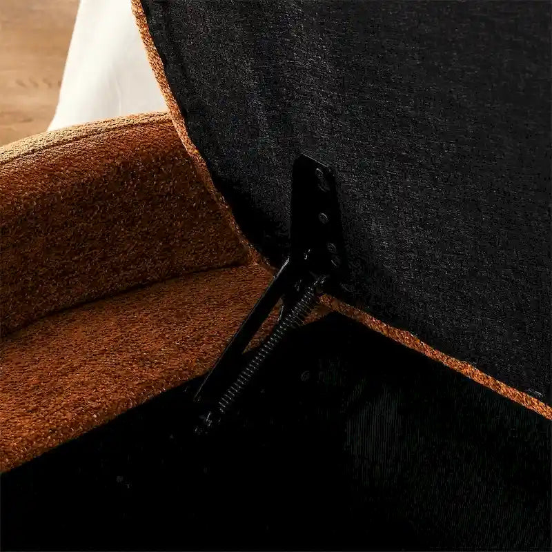 Banc de rangement ottoman ovale en tissu chenille avec grand espace de rangement