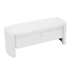 Banc de rangement ottoman ovale en tissu chenille avec grand espace de rangement