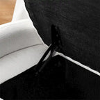 Banc de rangement ottoman ovale en tissu chenille avec grand espace de rangement