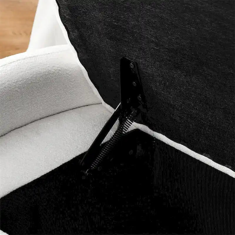 Banc de rangement ottoman ovale en tissu chenille avec grand espace de rangement