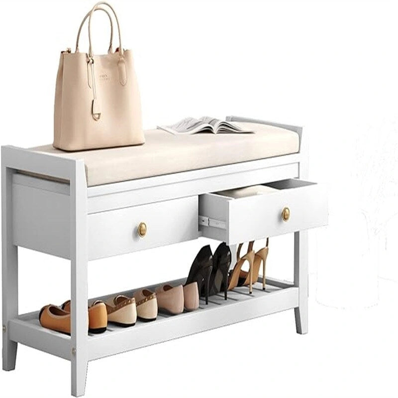 Banc de rangement pour chaussures avec 2 tiroirs - 14P x 39L x 20H