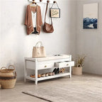 Banc de rangement pour chaussures avec 2 tiroirs - 14P x 39L x 20H