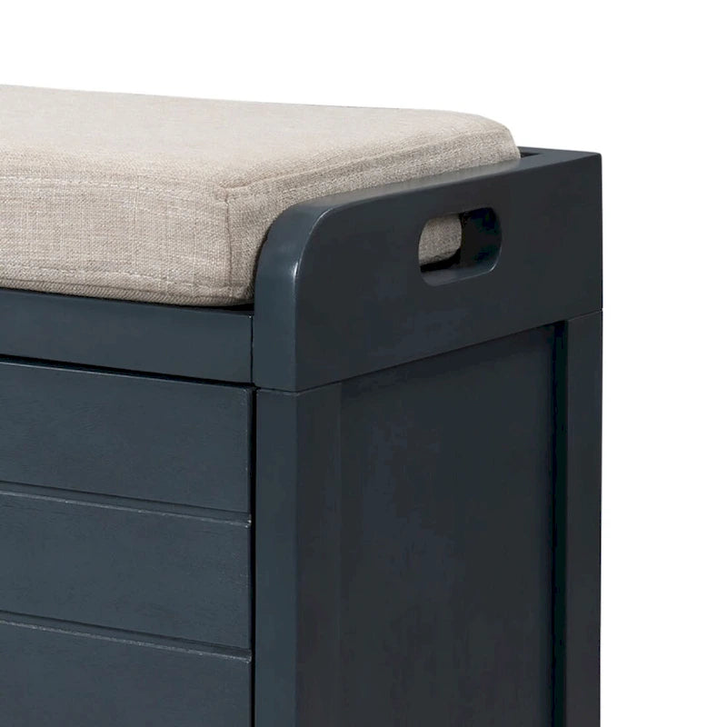 Banc en bois style ferme moderne avec 2 tiroirs et un panier de rangement tressé