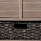 Banc en bois style ferme moderne avec 2 tiroirs et un panier de rangement tressé