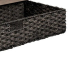 Banc en bois style ferme moderne avec 2 tiroirs et un panier de rangement tressé