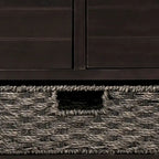 Banc en bois style ferme moderne avec 2 tiroirs et un panier de rangement tressé