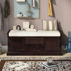 Banc à chaussures avec rangement, 2 tiroirs, 2 compartiments et coussin amovible