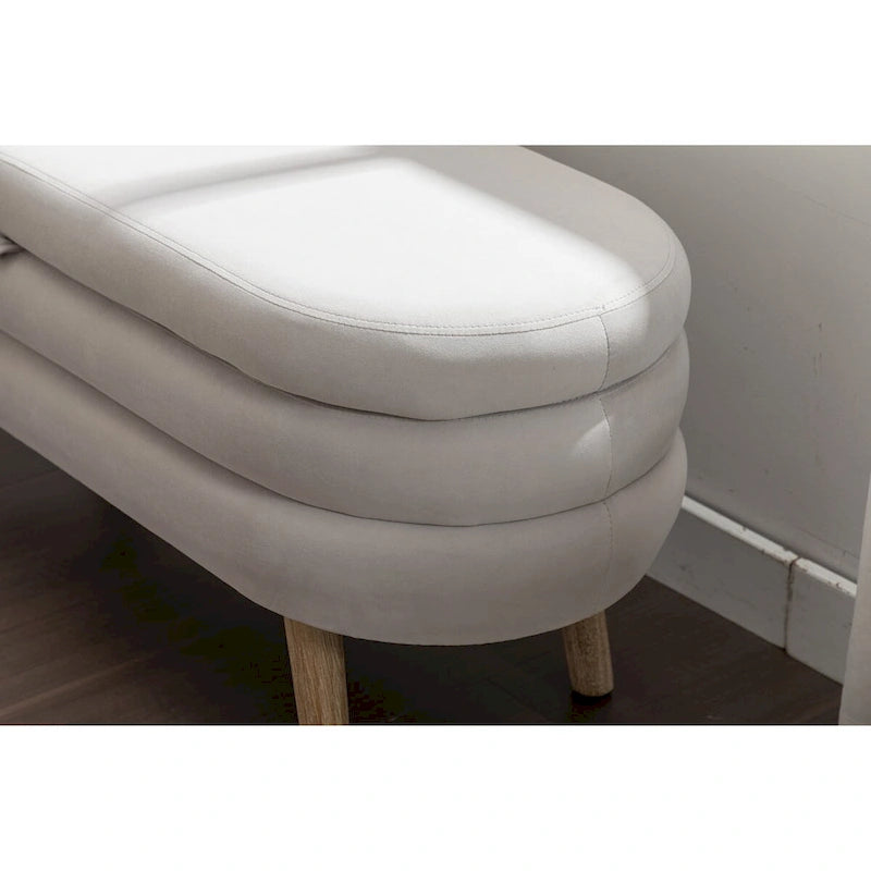 Banc de rangement en tissu de velours Banc de chambre à coucher avec pieds en bois pour salon, chambre à coucher, intérieur