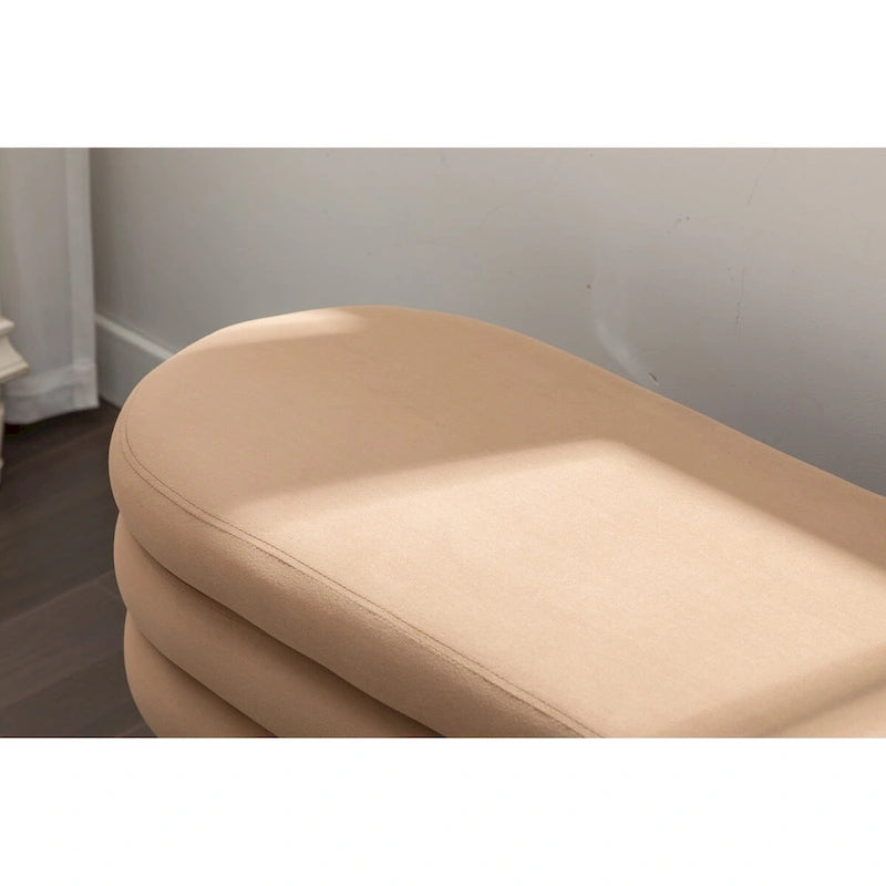 Banc de rangement en tissu de velours Banc de chambre à coucher avec pieds en bois pour salon, chambre à coucher, intérieur