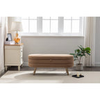 Banc de rangement en tissu de velours Banc de chambre à coucher avec pieds en bois pour salon, chambre à coucher, intérieur