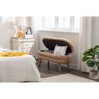 Banc de rangement en tissu de velours Banc de chambre à coucher avec pieds en bois pour salon, chambre à coucher, intérieur