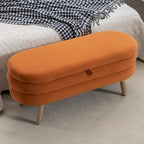 Banc de rangement en tissu de velours Banc de chambre à coucher avec pieds en bois pour salon, chambre à coucher, intérieur